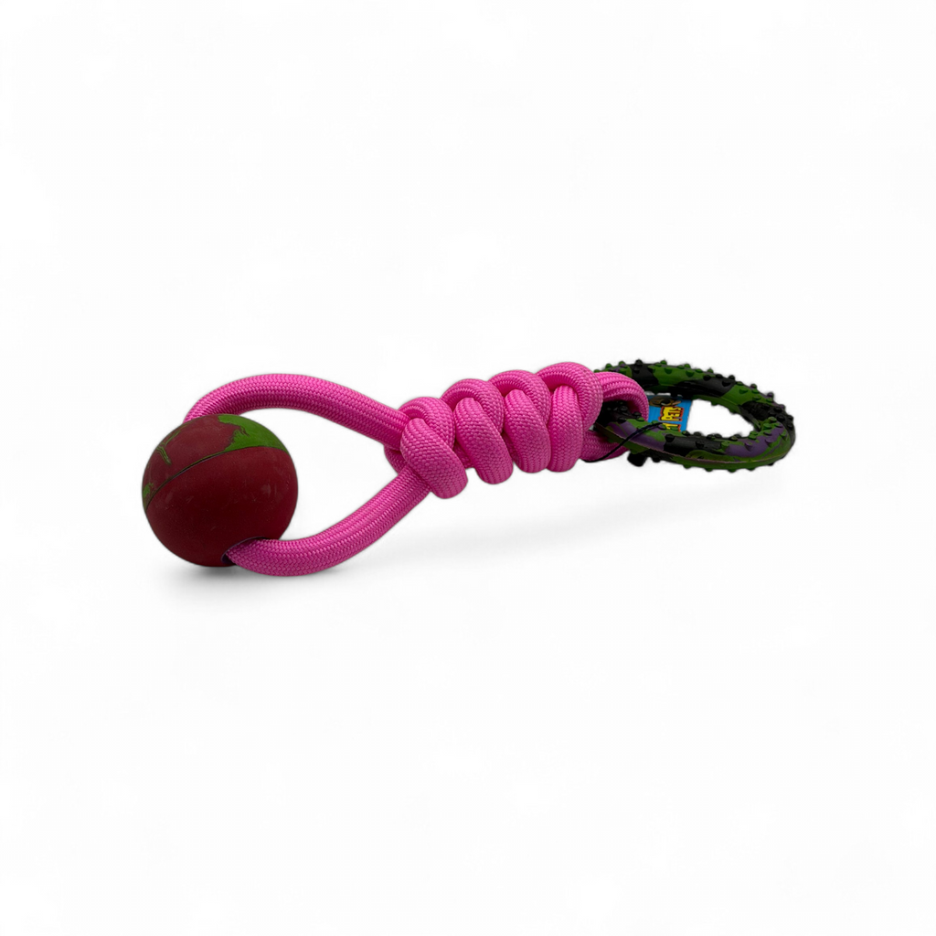 Juguete Interactivo "Triple-Action" Cuerda, Pelota y Aro Dental